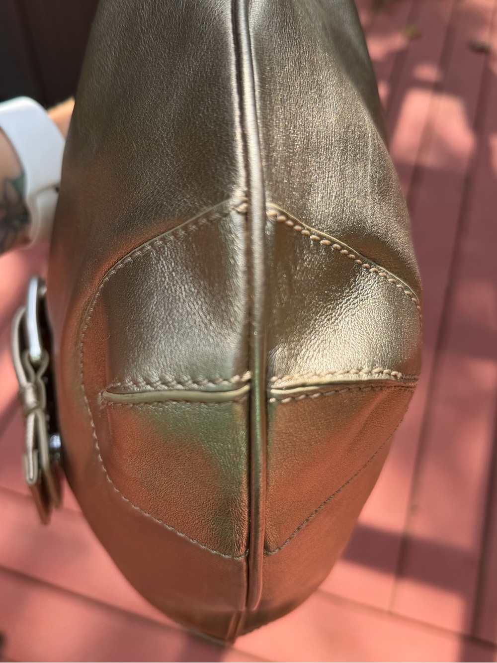 Michael Kors Metallic Brown Leather Shoulder Hobo Bag - Picture 4 of 15